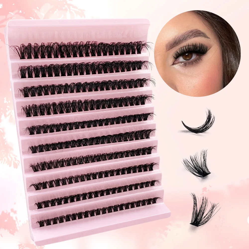 200 Pieces DIY Personal Lashes 40P Eyelash Cluster Natural Look Wispy Lashes 9-16MM D Curly Hair Personal Clusters Lashes Fluffy