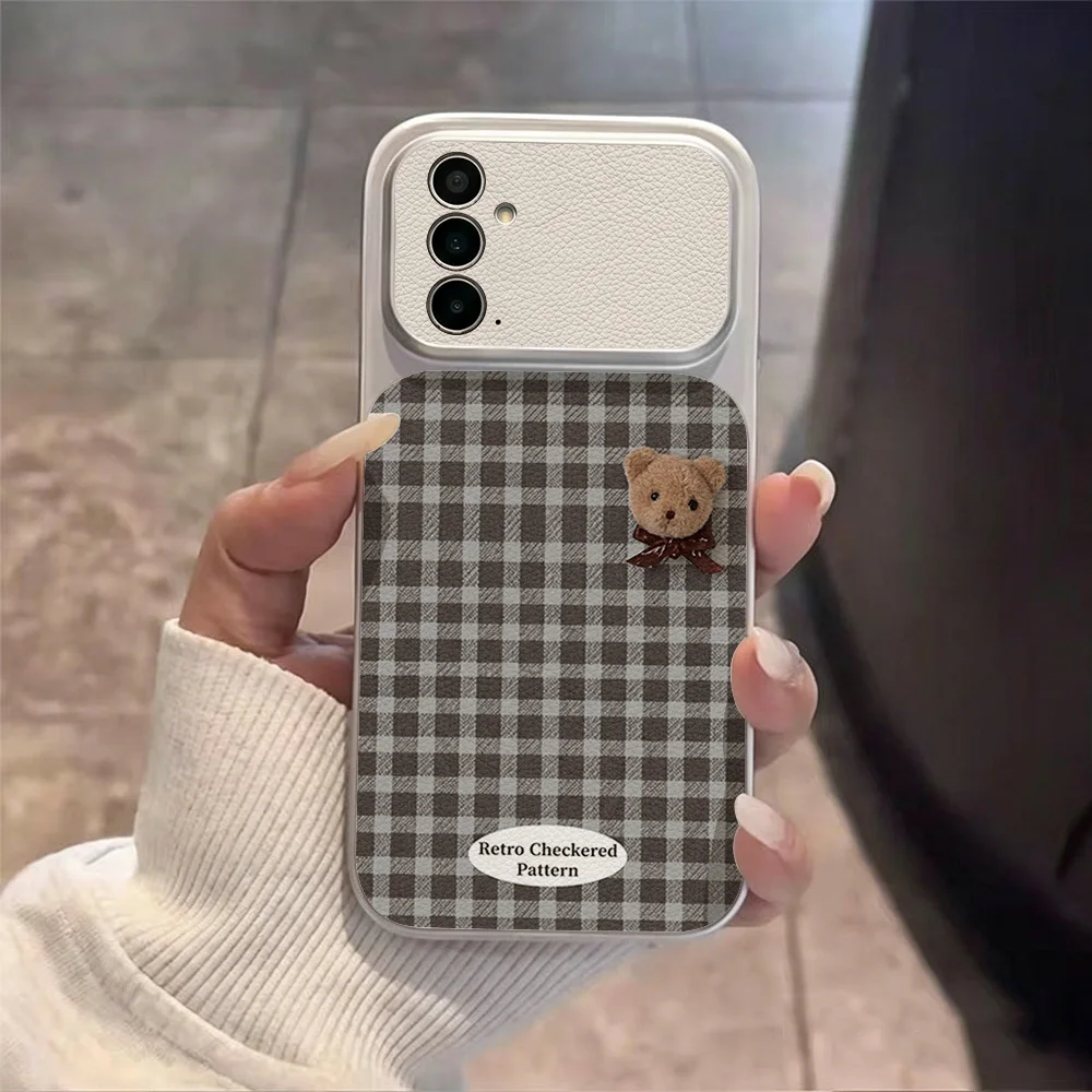 Cute Bear Phone Case For Samsung S26 Ultra S25 S24 S23 FE Plus A57 A56 A16 A37 A27 A07 A17 A55 A54 A36 A26 Lichee Pattern Cover view 3