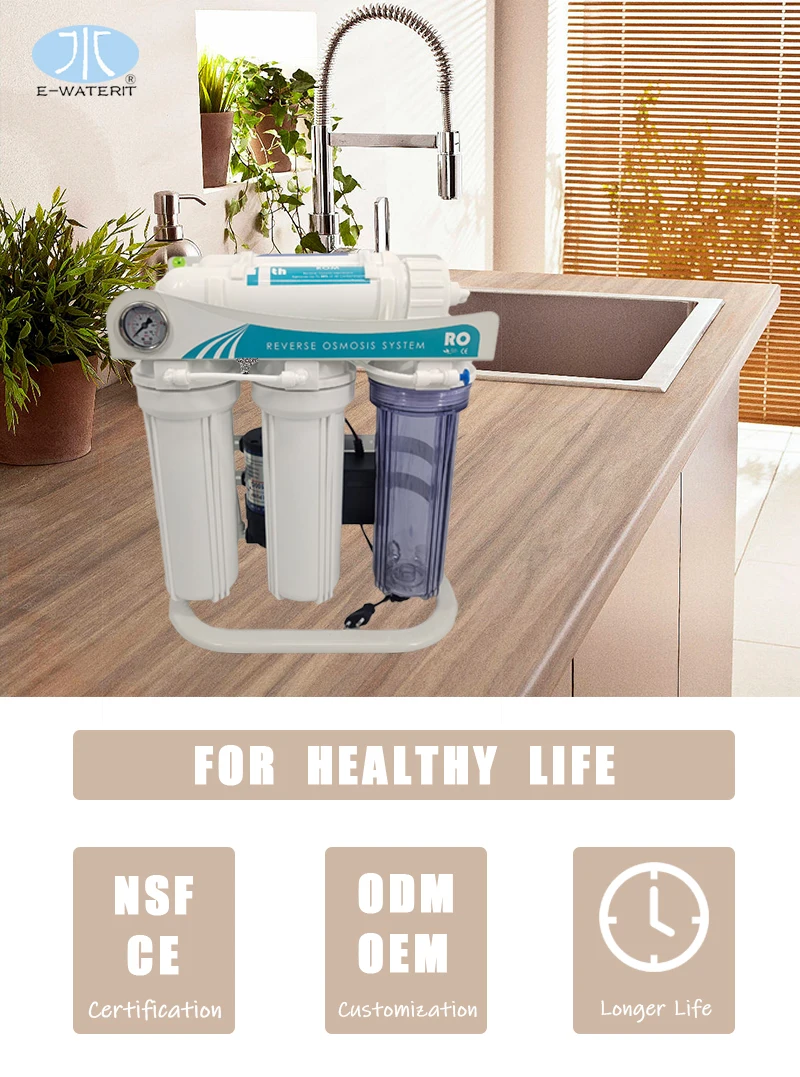 تايوان نوع 5 مراحل 6 مراحل أنظمة الموردين التناضح العكسي آلة تصفية المياه التجارية الاستخدام المنزلي RO الشرب 75GPD
