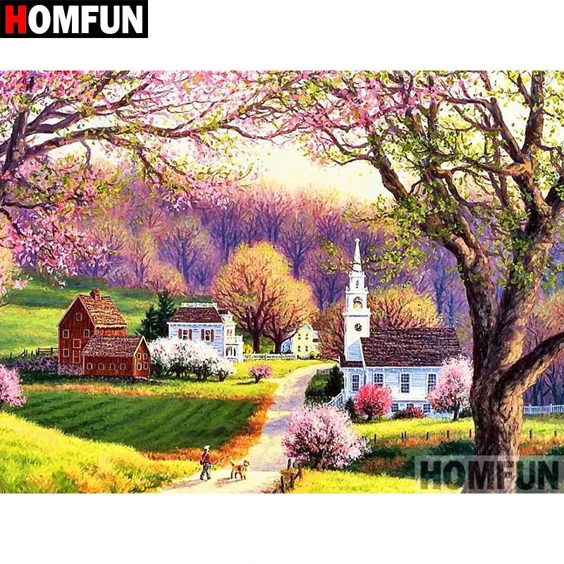 

HOMFUN 5D DIY алмазная живопись полная квадратная/круглая дрель "домашний пейзаж" 3D вышивка крестиком подарок домашний декор A00373