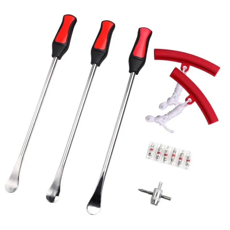 3pcs Long Tire Lever Tool Spoon Car Bike Tire Change Kit Dirt Bike Tire Spoon Irons Changing Tool Kit 2pcs Protective Sleeve