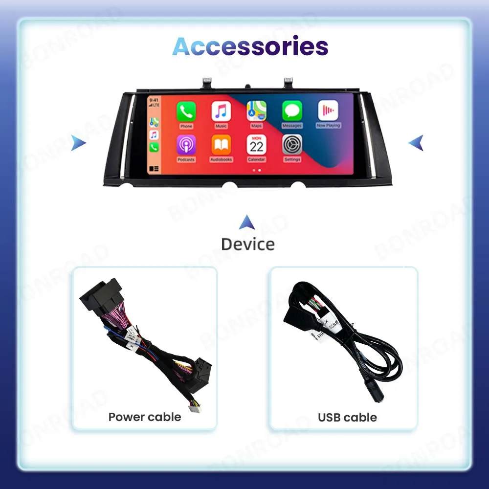 BONROAD Radio de coche con pantalla táctil multimedia de 10.25 pulgadas, inalámbrico, con CarPlay, Android Auto, sistema Linux, para BMW Serie 7 F01 F02 F03 F04 CIC NBT, con Airplay, Autolink, Mirroring, navegación GPS, pantalla estéreo para coche. 8