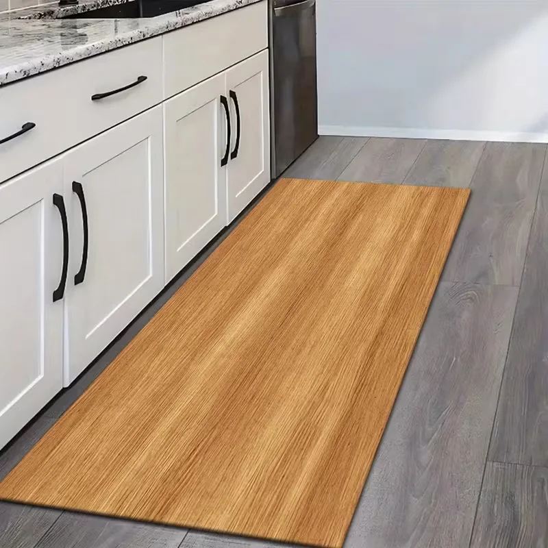 Alfombra de Pasillo con Diseño de Madera Rústica, Tapete de Cocina Moderno con Patrón de Roble, Alfombra de Entrada Duradera, Antideslizante y Lavable para Pasillo u Oficina