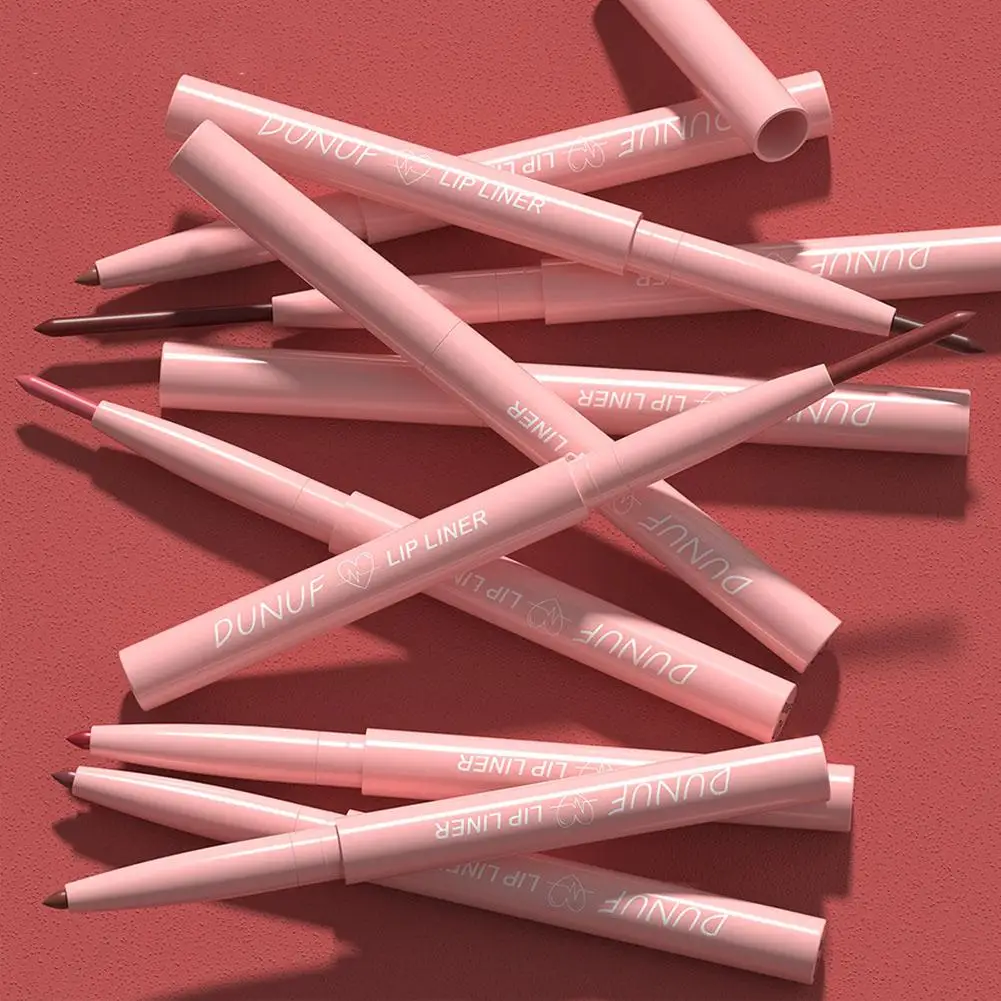 Matita per rossetto opaco a punta fine da 12 colori Matita per labbra color nudo resistente al sudore impermeabile Colorazione facile Set per trucco labbra che non sbiadisce