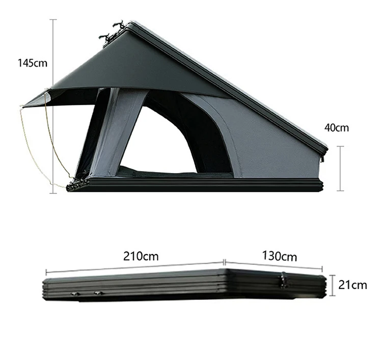 

Popular Seller RTT X Hinge Frame Aluminum 2 Person Triangle Car Rooftop Tent Hard Shell Roof Tent for Vehicle Supplier
