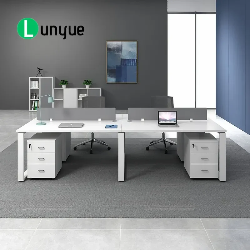 Modern Simple Staff Desk and Chair Set Steel Frame Computer Table Single Workstation Combination for Office Home Furniture