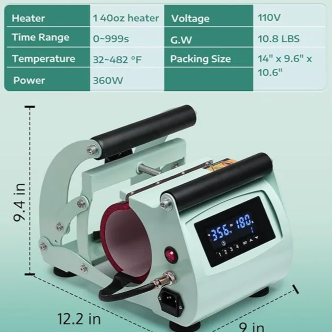 40 OZ Heat Transfer Mug Press Machine Mugs Printing logo Embossing Sublimation Small Double Position Mug Press Machine