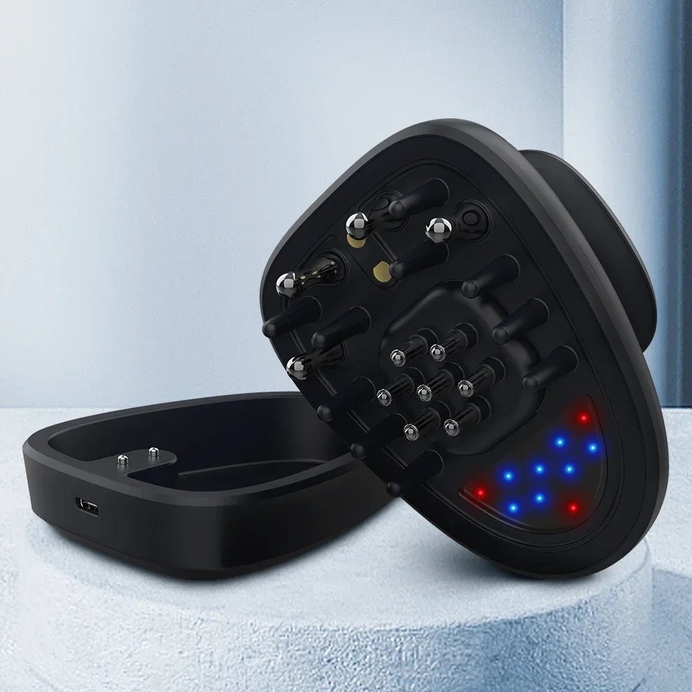 Customize Private Label Hair Treatment Regrowth Red Light Therapy EMS Laser Hair Anti Loss Hair Comb Vibration Head Massager
