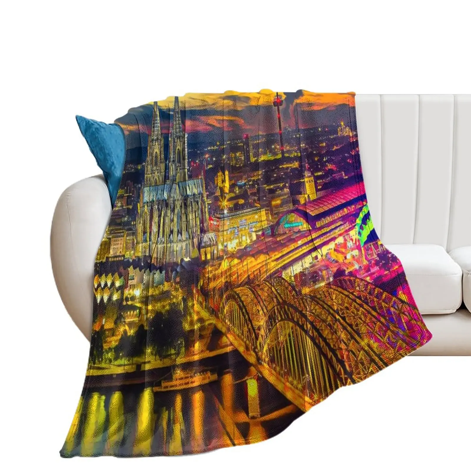 Cologne by Night Throw Blanket Tourist Decoratives Blankets