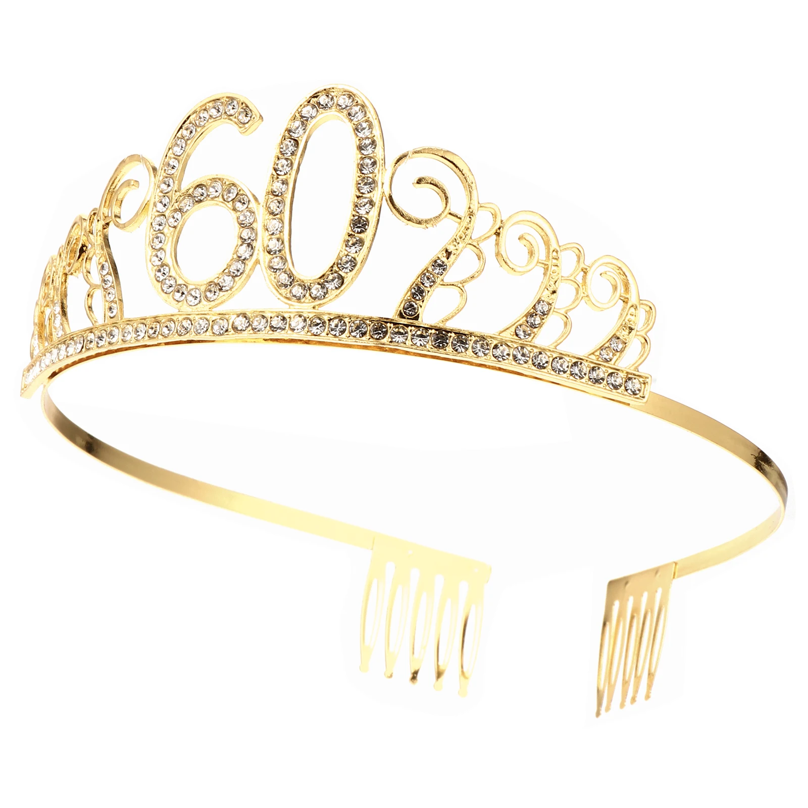 

Digital Crown Birthday Party Crown Queen Hair Decor Retro Alloy Rhinestone Headdress Props Lightweight No Fading Deformation