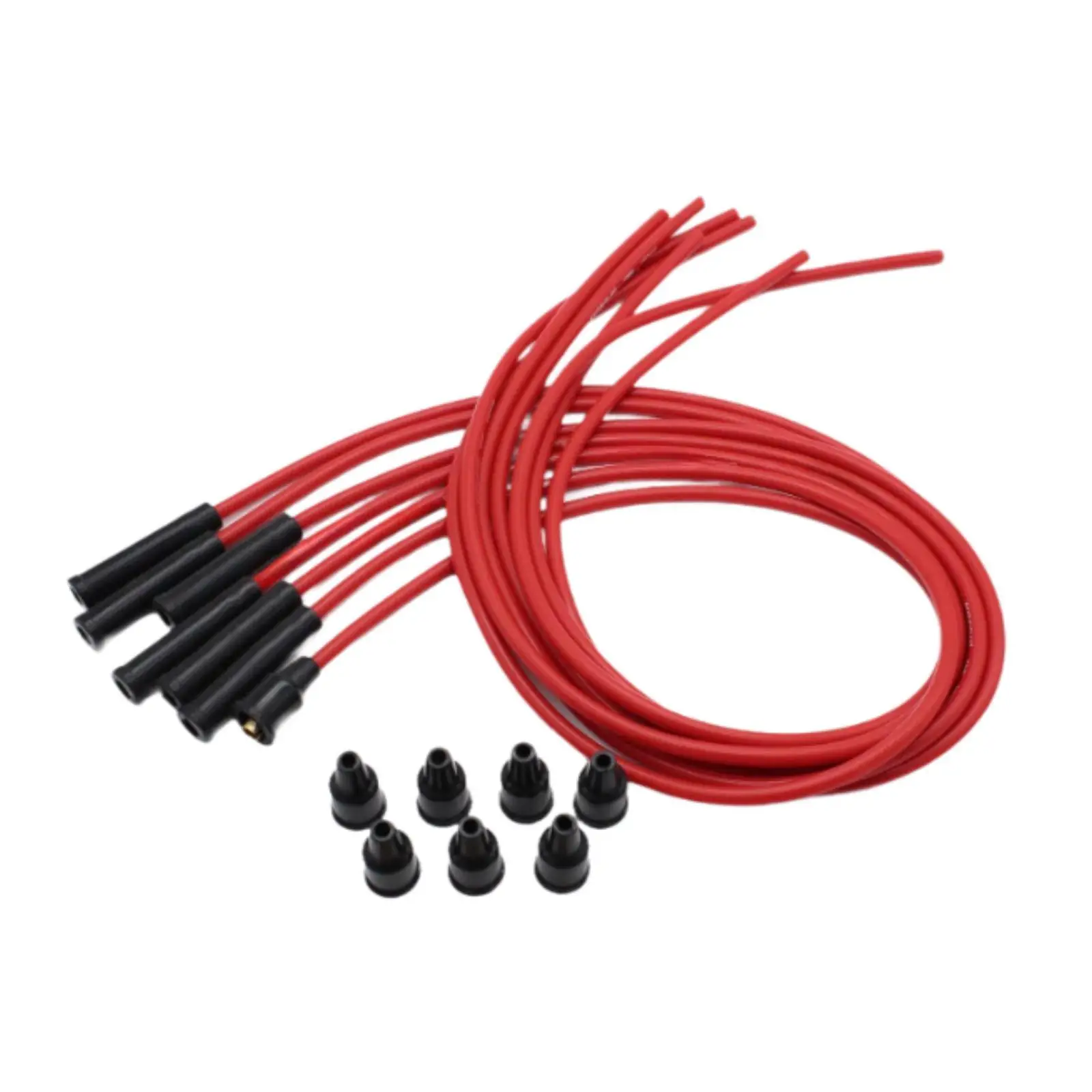 

Spark Plug Ignition Wire Kit Easy to Install Premium Replaces Car Accessories 8mm Red Silicone HT Leads for 6 Cylinder Cars