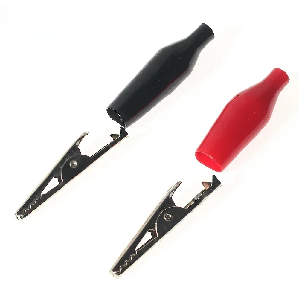10PCS Insulated Alligator Clip Test Leads 24x28mm Red Black Alligator Clips Electrical Test Clips for Electronics