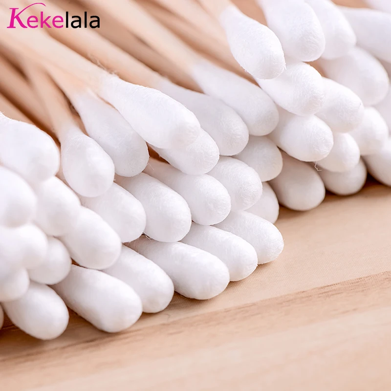 Wholesale 500pcs Makeup Cotton Swabs Double Buds Micro Wood Brushes For Eyelash Extension Glue Removing Lash Applicators Tools