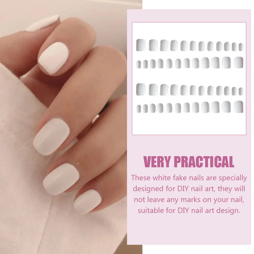 

2 Boxes White Fake Nails DIY Nail Art Patches for Lady Manicure Supplies Exquisite False Nail Tips Fashion Beauty Accessories