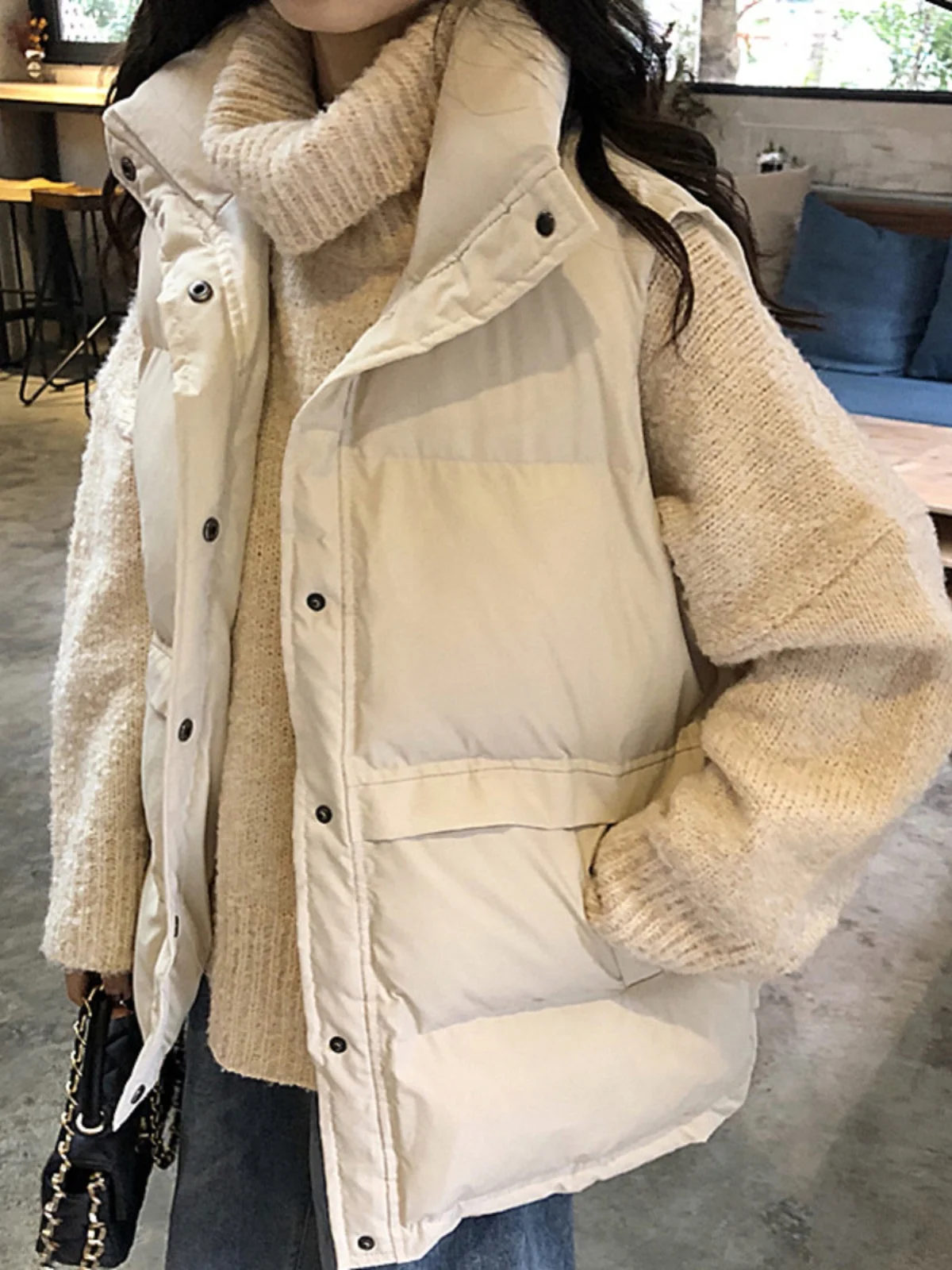 

Loose ort Cotton Vest Women's Student Korean Sle Outerwear Versatile Jaet Ladies Coat Winter New Model Tank Top