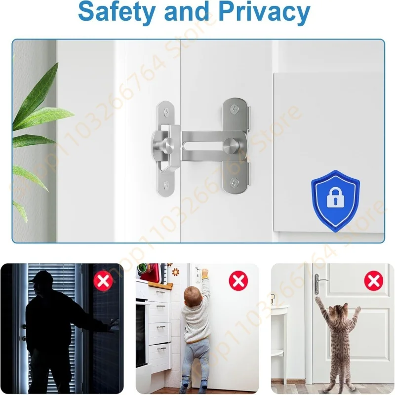 Universal Door Lock Guard Latch Bolt 180/90° Stainless Steel Toggle Latch Sliding Barn Door Lock Black Right Angle Barn Lock