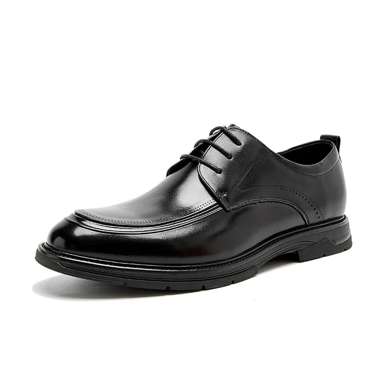 

Business Casual Shoes Breathable Cowhide Soft Bottom British Men Round Head Men Handmade Shoes Genuine Leather Lace Up Dress