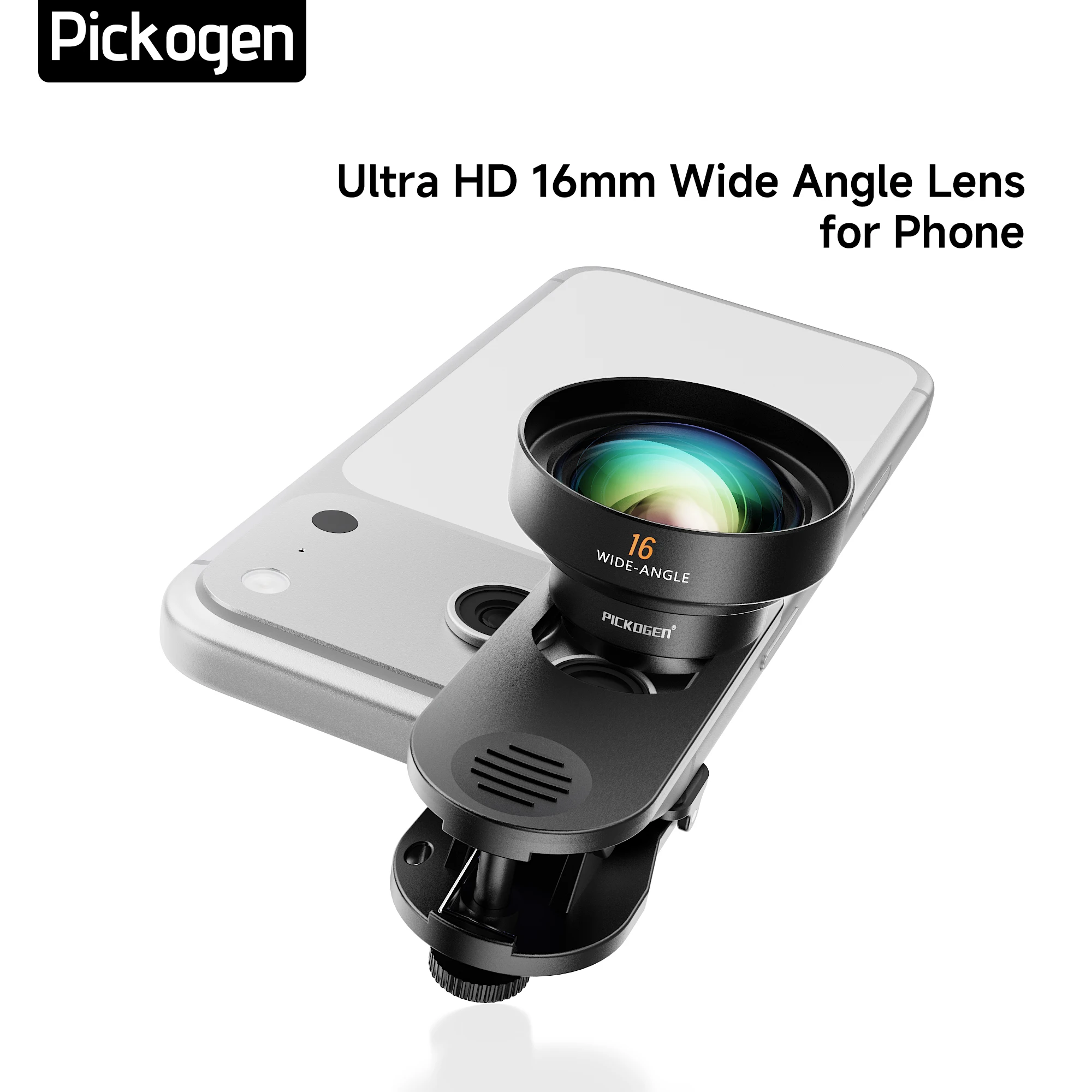 PICKOGEN 16mm Wide Angle Lens, Achieve 105° FOV and Wide Expansive Shots for iPhone and Samsung Xiaomi Vivo 17MM Mount