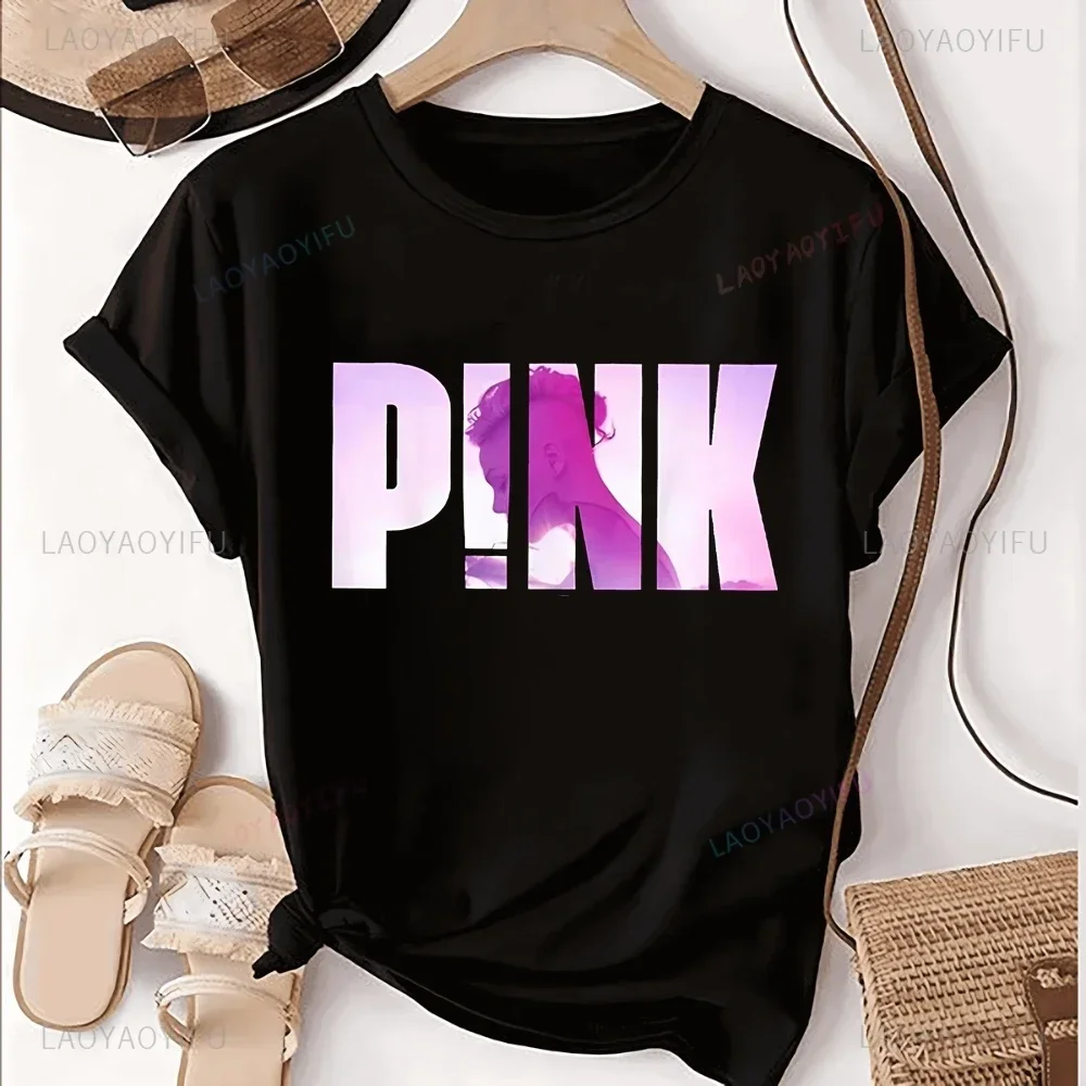 Alecia Beth Moore Vintage Singer Print T-shirt Top Neutral Trend Harajuku Short Sleeve Unisex Shirt Graphic Large T-shirt