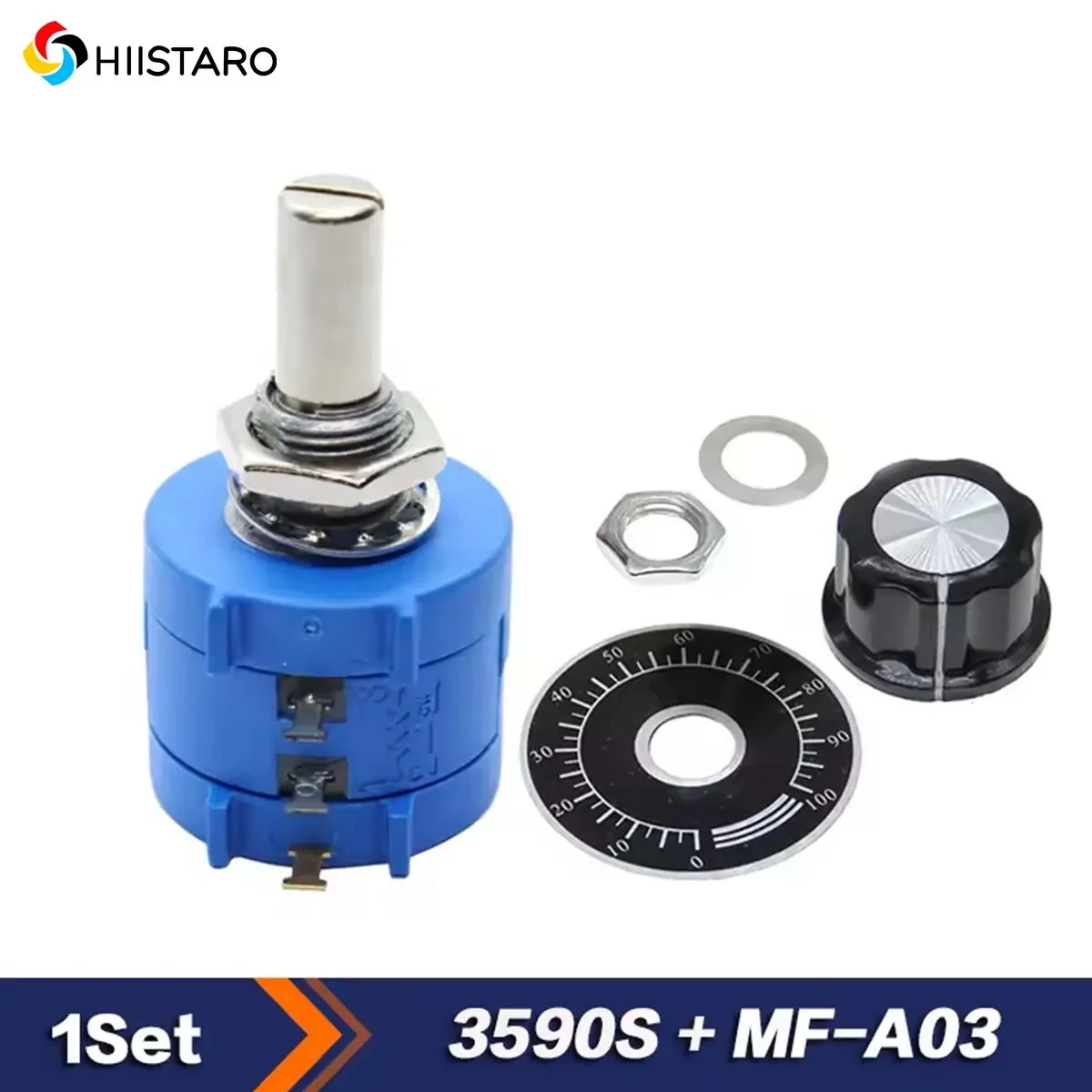 3590S 10K Multiturn Adjustable Potentiometer kit Wirewound Resistor 2W 3590S-2-103L 500 1K 2K 5K 20K 50K 100K ohm + knob cap
