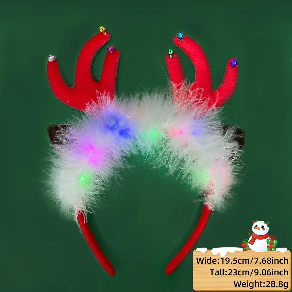 LED LED Christmas Headband Colorful Headdress LED Light Christmas Headband Xmas Tree Luminous Xmas Tree Snowflake Hair Band