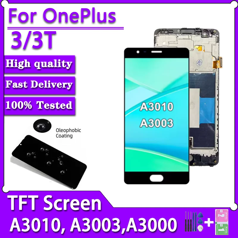 Качество TFT для OnePlus 3 ЖК-дисплей 1 + 3, дигитайзер сенсорного экрана для One plus 3T A3003 A3000 A3010, замена ЖК-дисплея