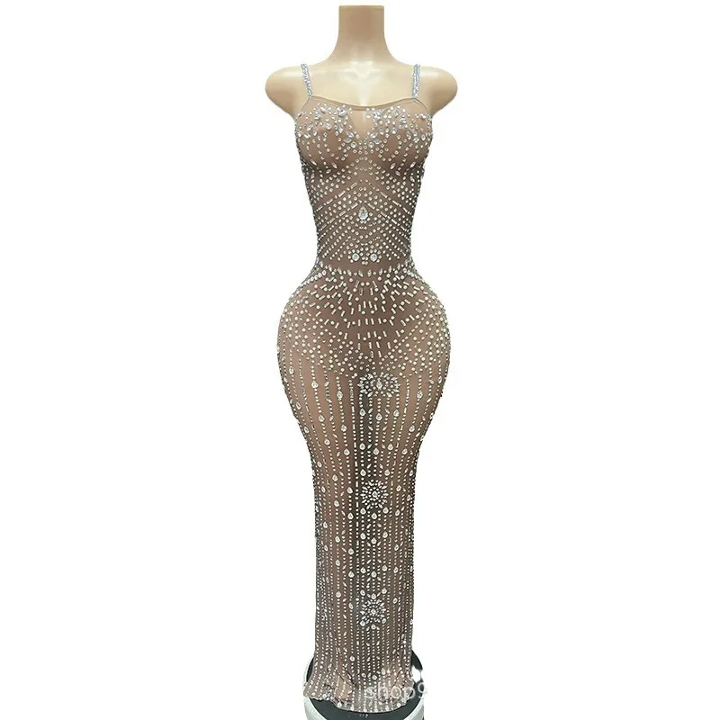 

Low-cut Suspender With Split-ended Brown Dress Red Carpet Catwalk Female Singer Bar Party Dancing Signing Party Vestido De Noche