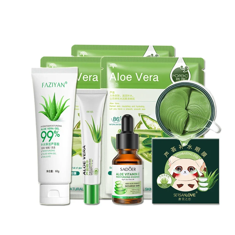 

Skin Care Sets Aloe Vera Gel Anti Acne Face Mask Serum Moisturizing Sunburn Repair Facecare Eye Masks Eye Facial Care Product