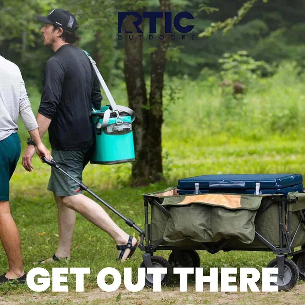 Carrinho utilitário dobrável todo-o-terreno com recurso push-pull para camping, portátil e dobrável, ideal para aventuras ao ar livre