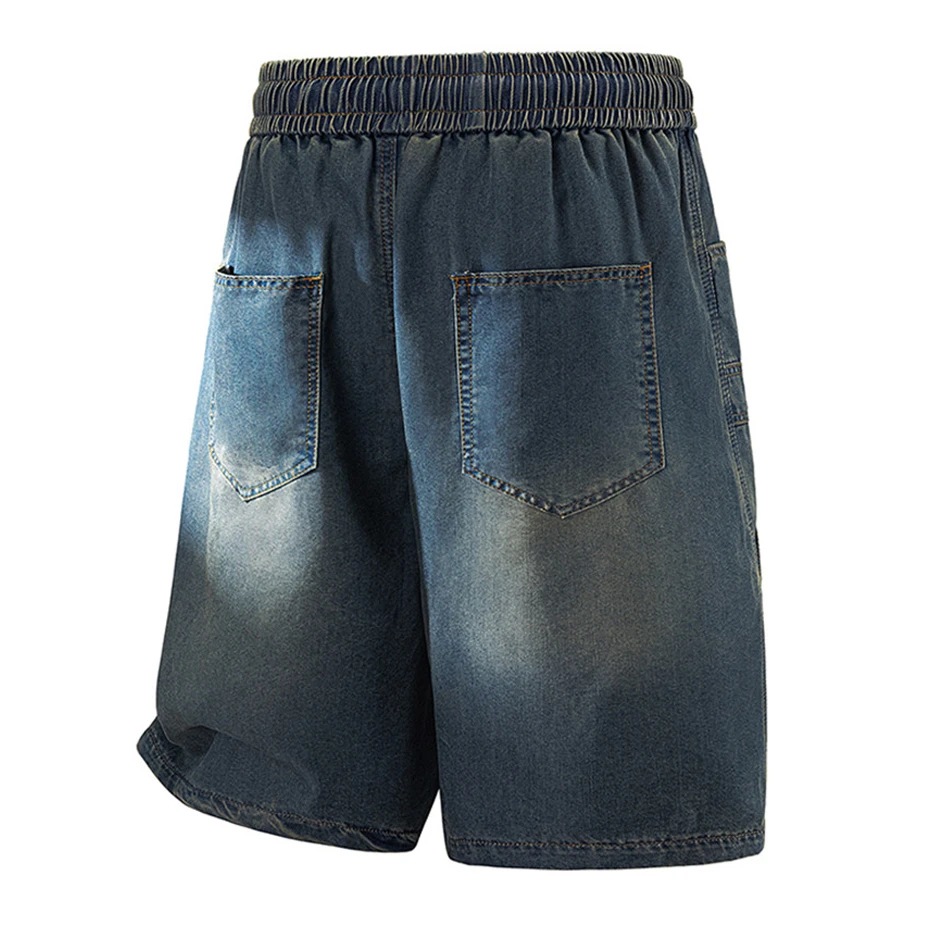 8XL Plus Size Denim Shorts Men Summer Shorts Fashion Casual Solid Color Jean Shorts Stretch Waist