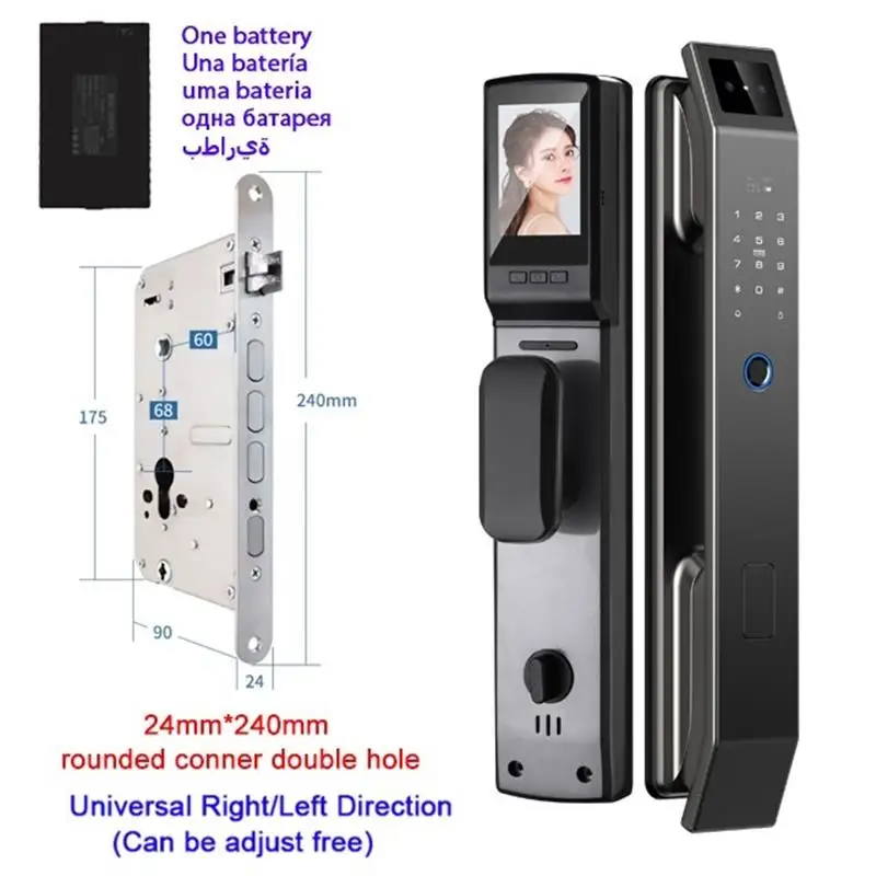 Fechadura digital com reconhecimento facial 3D, desbloqueio com câmera, senha de impressão digital, desbloqueio, fechadura eletrônica sem chave