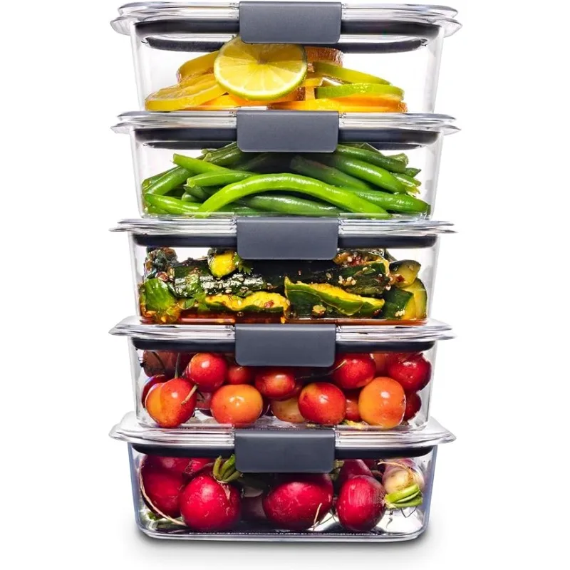 Brilliance Food Storage Containers with Lids, Airtight, for Lunch, Meal Prep, and Leftovers, Set of 5 (3.2 Cup)