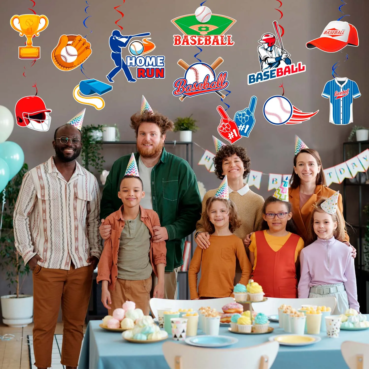 33 Pcs Baseball Hanging Swirls Decorations/Baseball Hanging Spirals/Baseball Party Hanging Decorations Spirals for Baseball Birthday Decorations & Baseball Party Decorations