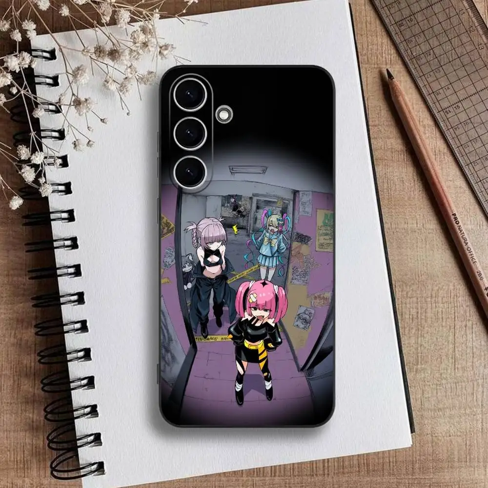 Gang of Stupid Girls 電話ケース Samsung Galaxy A73、A72、A71、A70、A53、A52、A51用、ソフトブラックシェル