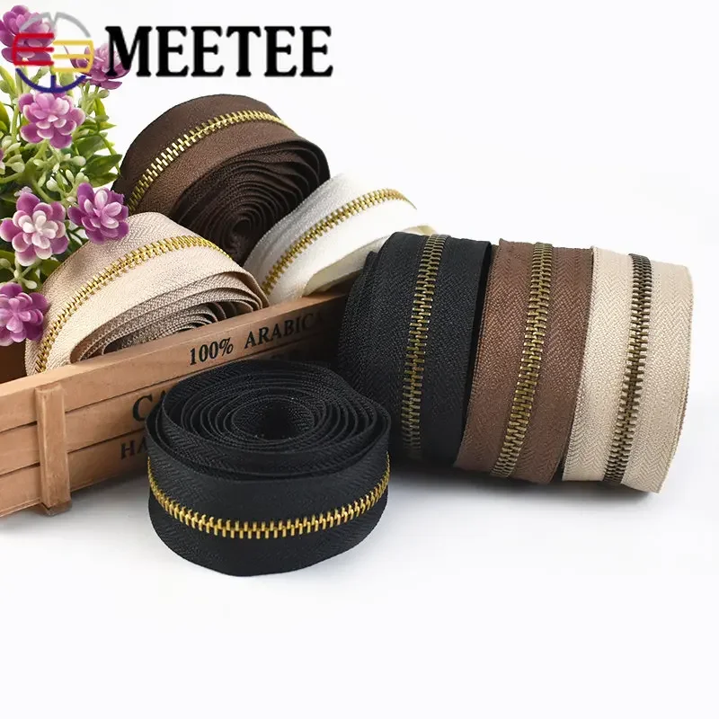 1/2/3/4Meters Meetee 5# Metal Zippers Endless Zips Bag Jacket Clothes Luggage Zipper for Sewing Repair Kits Accessories