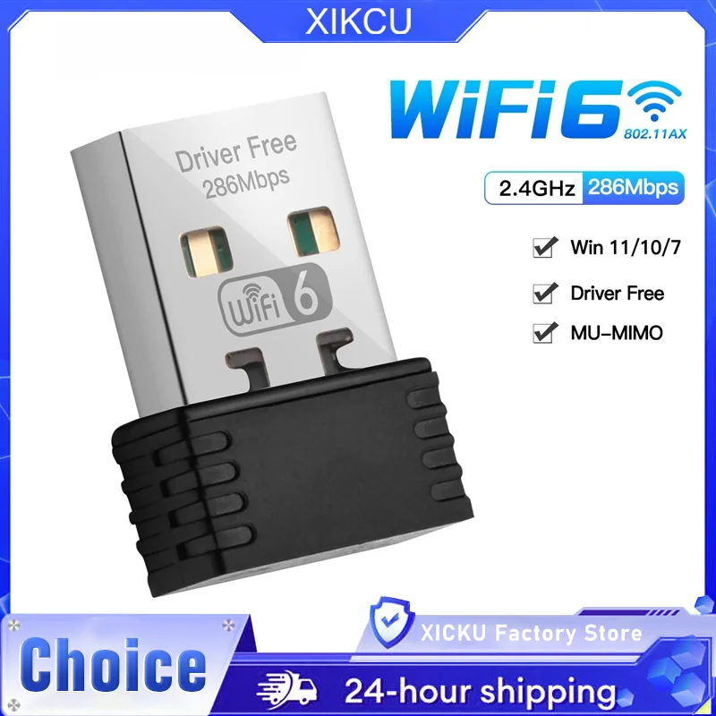 

Mini USB WIFI 6 Dongle Network Card 802.11ax USB 2.4GHz Wi-Fi Lan Adapter Driver Free For PC Laptop Windows 7 10 11