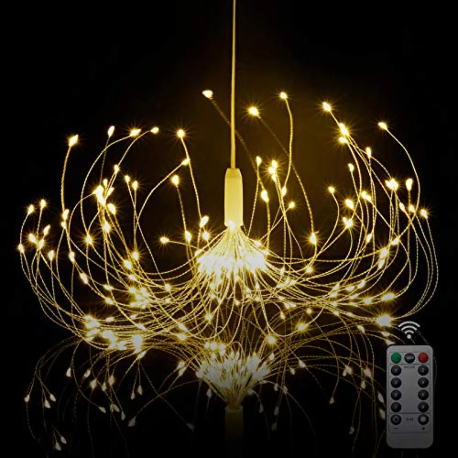 Starburst Light, Battery Chandelier 180 LED, 8 Mode Firework Lights, Outdoor Ceiling Hanging Decoration Fairy Light for Christm