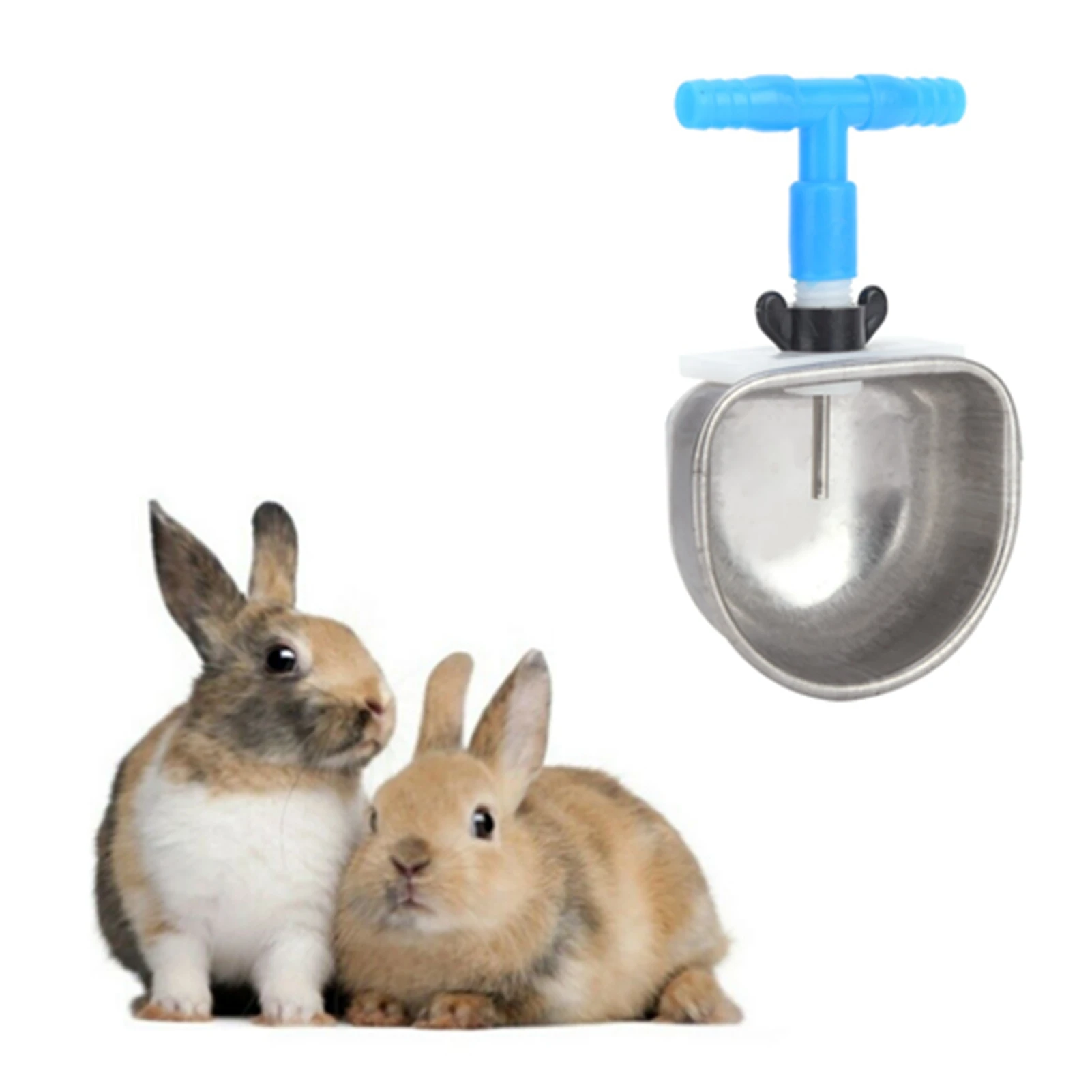 10 Sets Stainless Steel Rabbit Drinker Drinking Water Bowl Feeding Accessories for Marten Fox(One Piece Tee Connector )