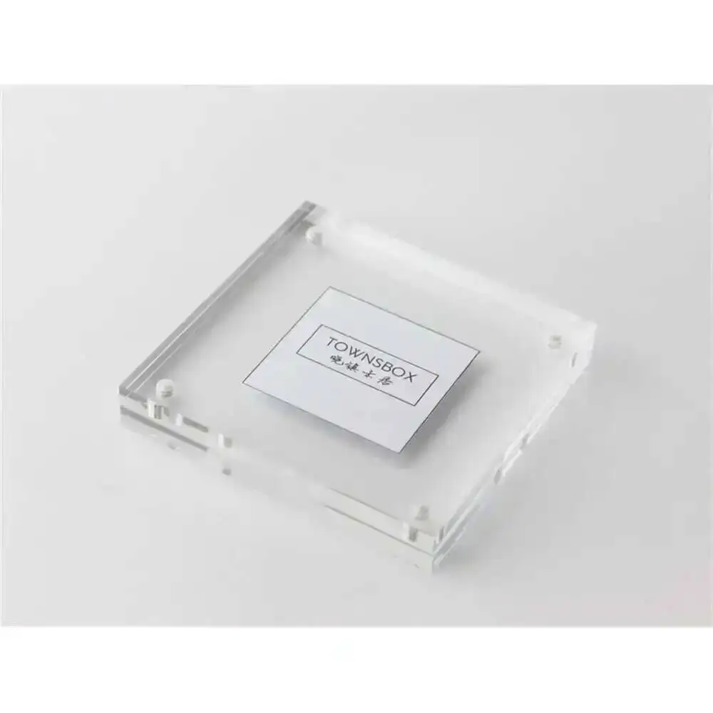 Squre Acrylic Block Frame Magnetic Photo Frame Paper Price Tag Display Crystal Picture Frame Sign Holder 10*10cm 4 Inches