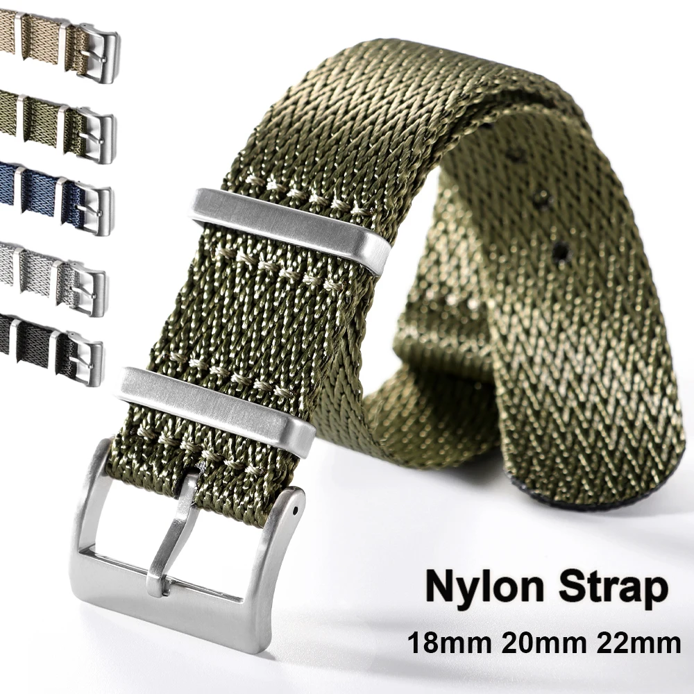 18mm 20mm 22mm geripptes Nylon-Uhrenarmband, bequeme Uhrenarmbänder, Schleife, militärisch, waschbar, Blet für Herren, Uhrenarmbänder für Seiko