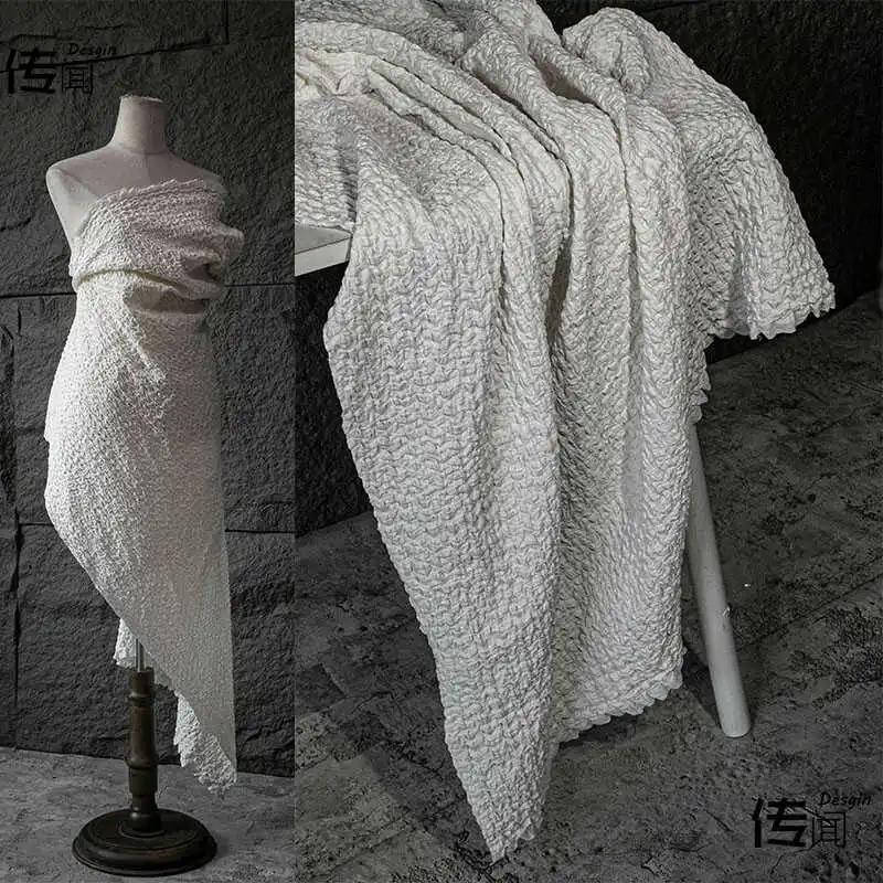 

Эластичная хлопково-льняная плиссированная ткань для ручной работы, базовое пальто «сделай сам», шерстяное платье, модная одежда, дизайнерская ткань, материал для шитья своими руками