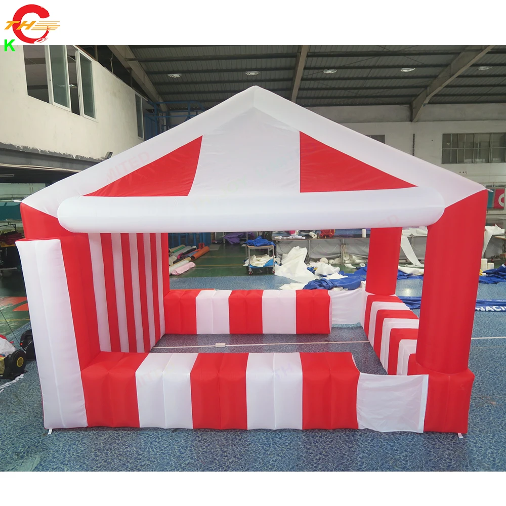 Tienda de campaña inflable para carnaval, hinchable, soplador de aire gratis, color rojo y blanco, 4x4m