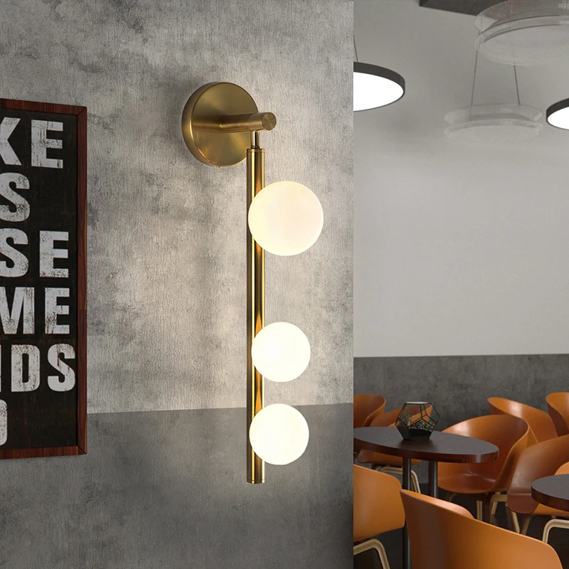 Nordic Wall โคมไฟ LED Glass Ball Light ห้องนั่งเล่นทอง/สีดําร้านกาแฟ G9 หลอดไฟห้องนอน Home Design LIGHT