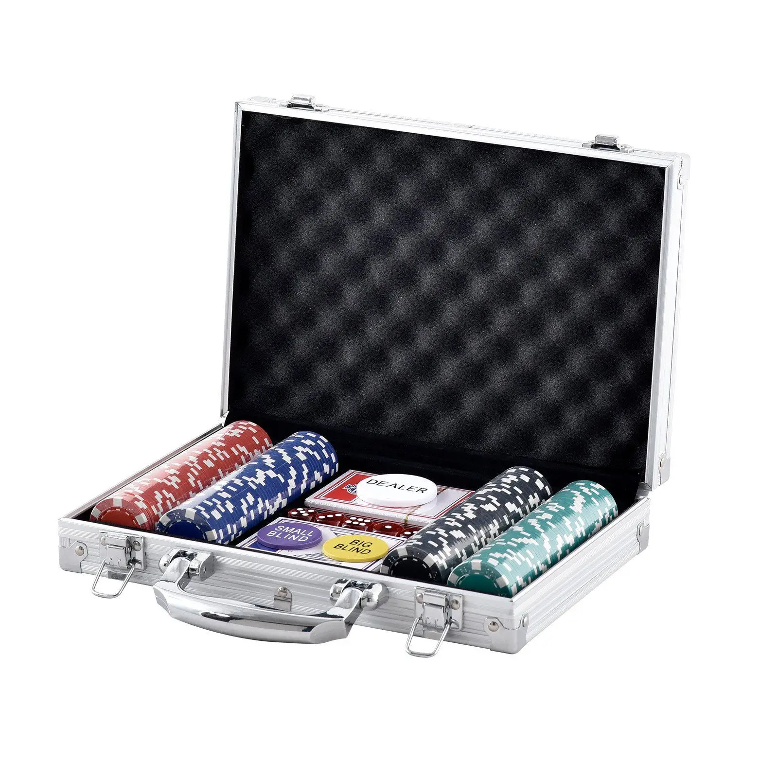 

200-Piece Vegas Poker Set - 11.5g Chips, 2 Card Decks, Aluminum Case, Dealer Button & Dice for 6-7 Players