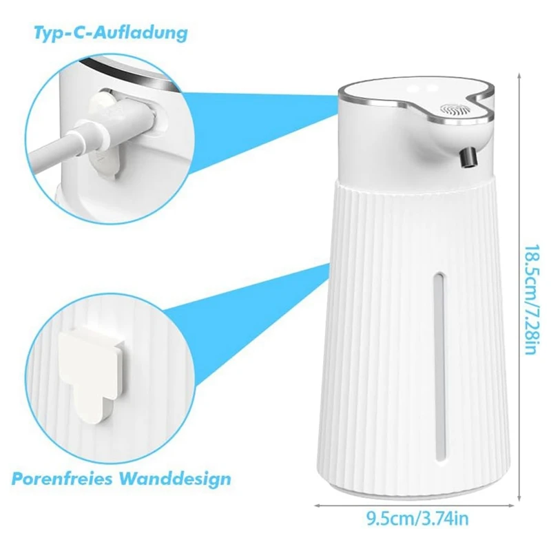 Automatic Wall Mount Soap Dispenser Soap Dispenser 400Ml USB Rechargeable Electric Soap Dispenser