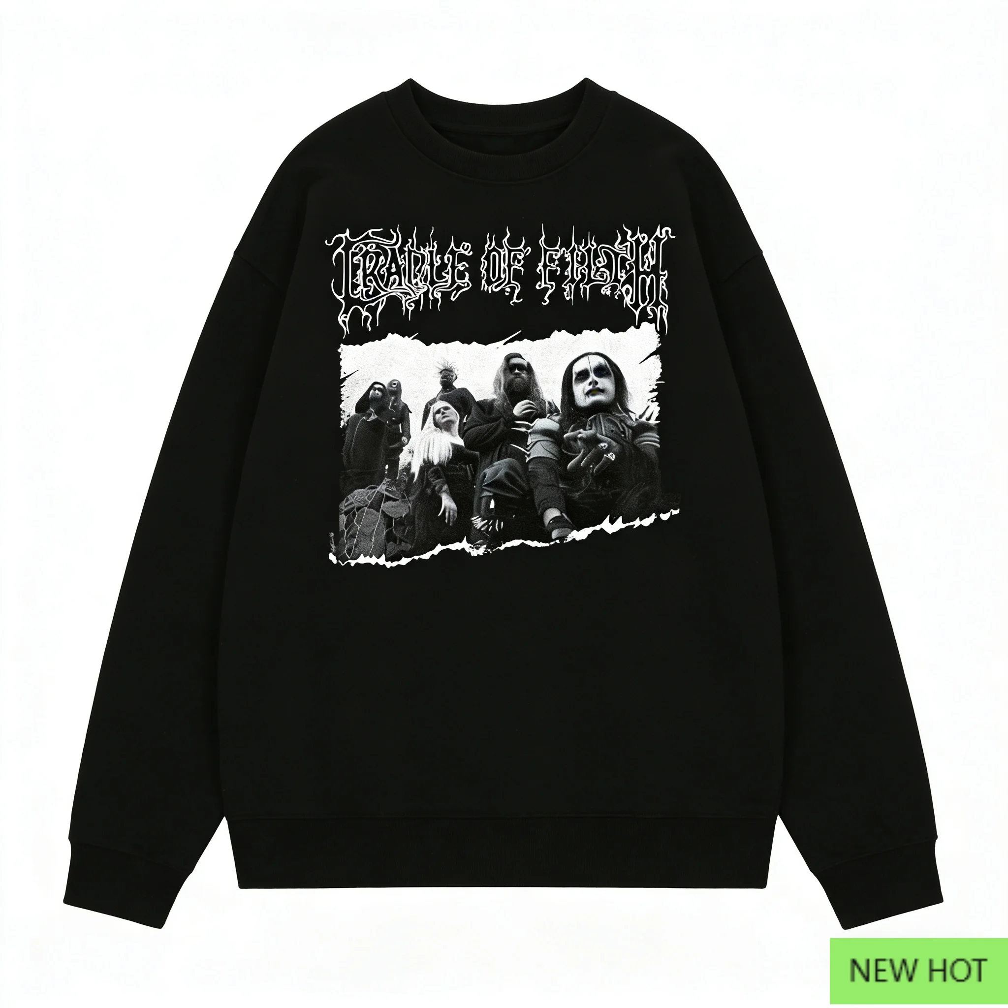 سترة بغطاء للرأس برسومات قوطية داكنة من Cradle of Filth، سويت شيرت معدني أسود، مثالي للمعجبين الذين يحبون نمط الفرقة ومسرح Macabre