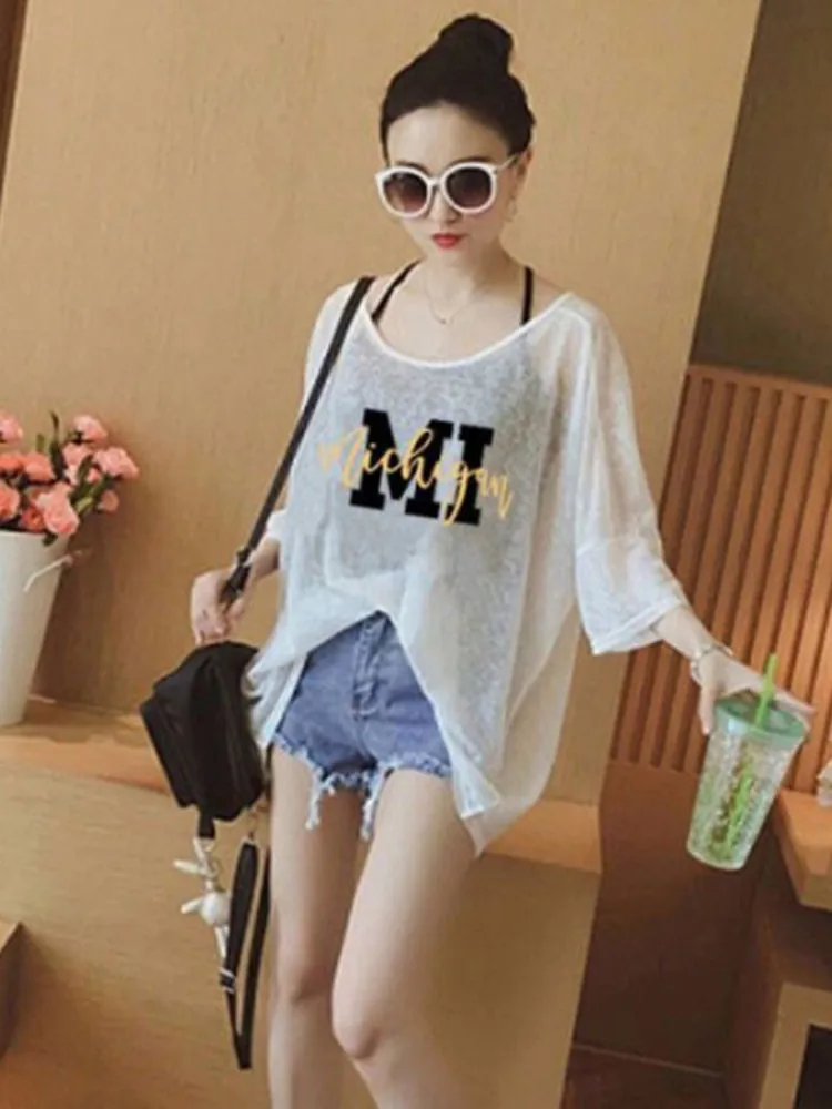 Sunscreen Jacket Short Sleeved T-shirt 2023 New Summer Korean Version Loose and Versatile Top+tank Top Two-piece Set