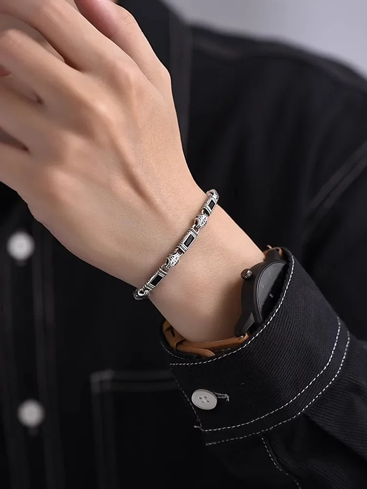 New Tang Grass Pattern Silver Color Bracelet for Men and Women Fashion Türkiye Style Luxury Handwear New Jewelry