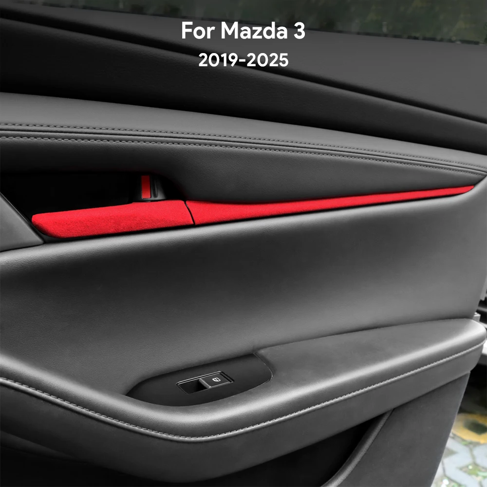 

For Mazda 3 BP M3 Axela 2019 2020 2021 2022 2023 2024 2025 Top Suede Trim LHD RHD Sticker Car Door Handle Interior Accessories