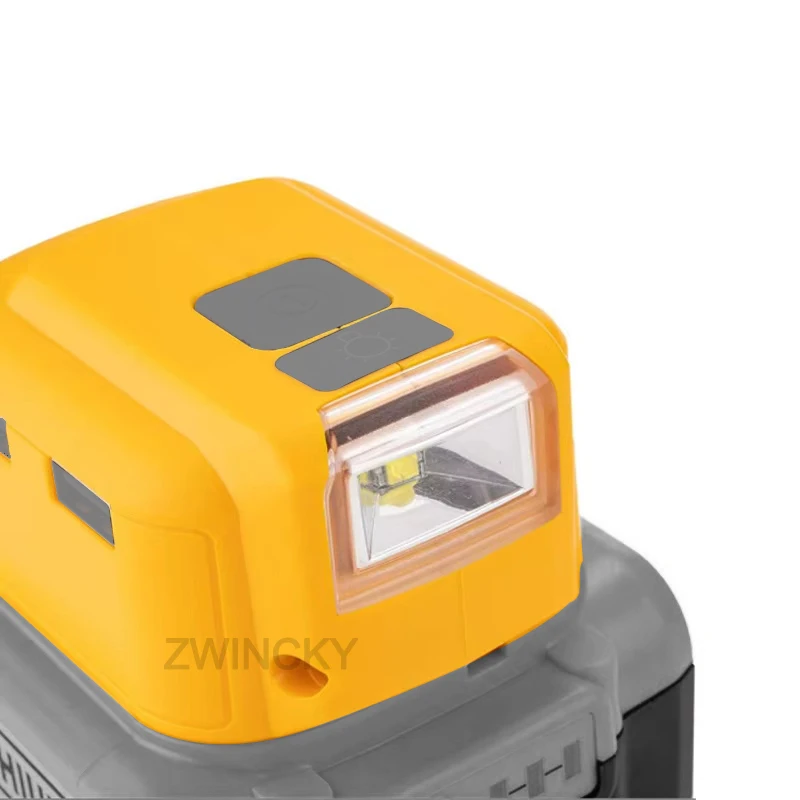 USB Adapter with 140lm LED Work Light for Dewal 18V 20V Li-ion Battery, Portable Power Source Converter with USB Type-C DC 12V